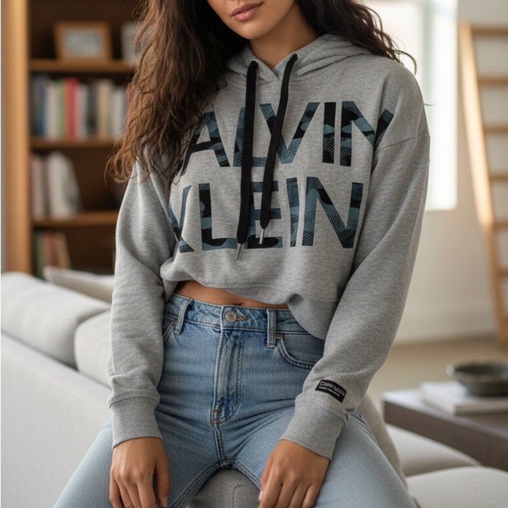 Calvin Klein Heather Gray Logo Hoodie